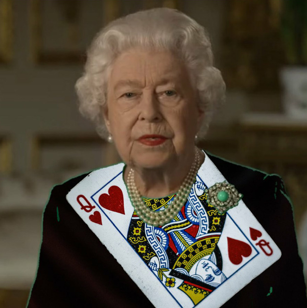 queen of england - queen of hearts card