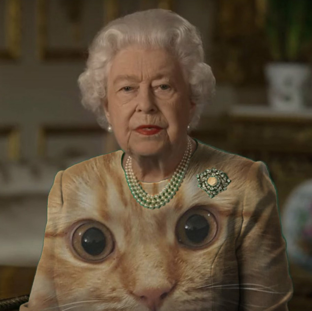 queen of england - large cat photoshop