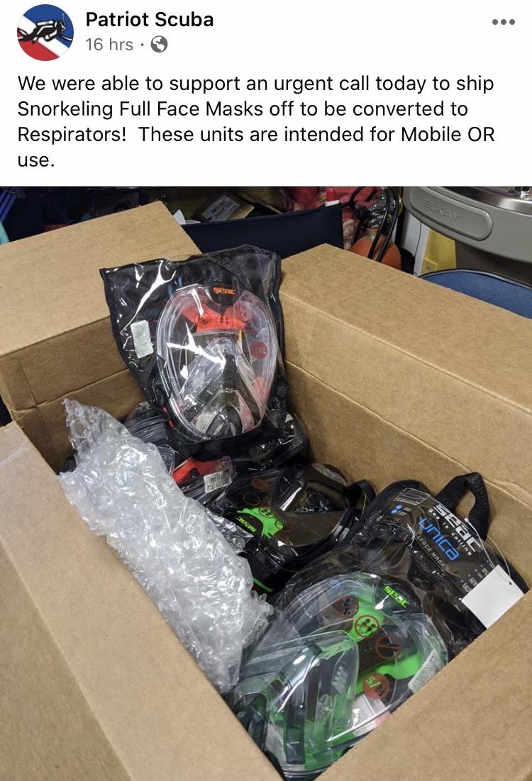 motorcycle accessories - San Patriot Scuba 16 hrs. We were able to support an urgent call today to ship Snorkeling Full Face Masks off to be converted to Respirators! These units are intended for Mobile Or use. Jinilo