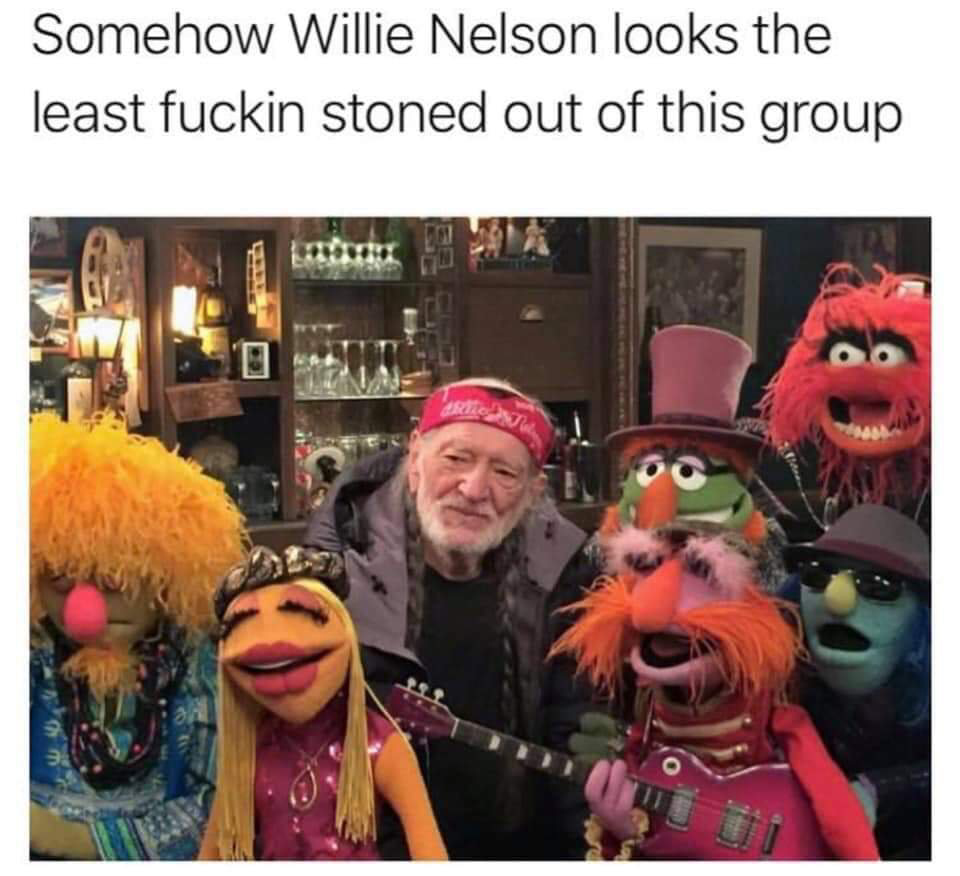 420 - weed - willie nelson muppets - Somehow Willie Nelson looks the least fuckin stoned out of this group