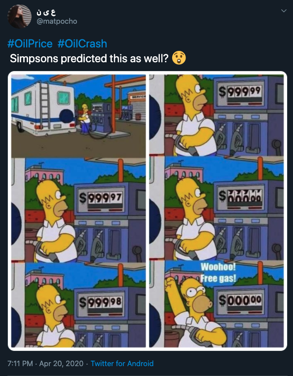 oil price crash meme - Simpsons predicted this as well?