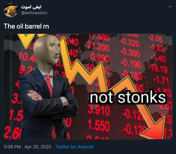 oil price crash meme - not stonks