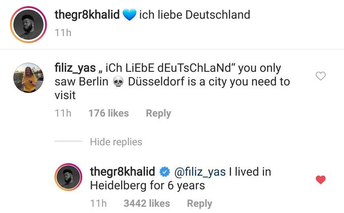 angle - thegr8khalid ich liebe Deutschland 11h filiz_yas ,, iCh LiEbE deutschland" you only saw Berlin Dsseldorf is a city you need to visit 11h 176 Hide replies thegr8khalid I lived in Heidelberg for 6 years 11h 3442