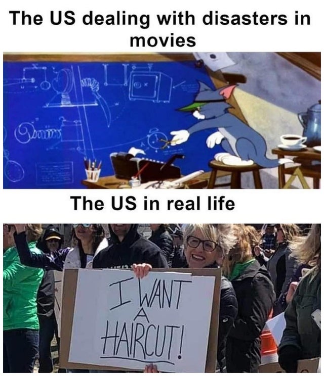 tom and jerry memes - The Us dealing with disasters in movies The Us in real life I Want Harcut!
