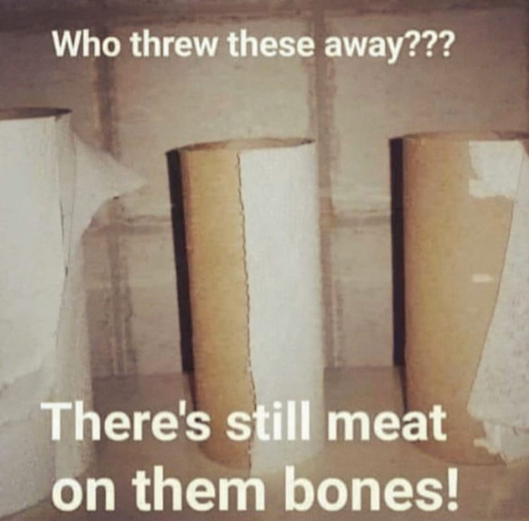 toilet paper - Who threw these away??? There's still meat on them bones!