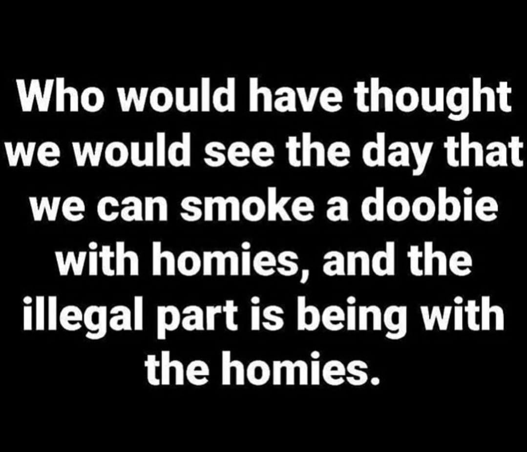 nigeria proverbs - Who would have thought we would see the day that we can smoke a doobie with homies, and the illegal part is being with the homies.