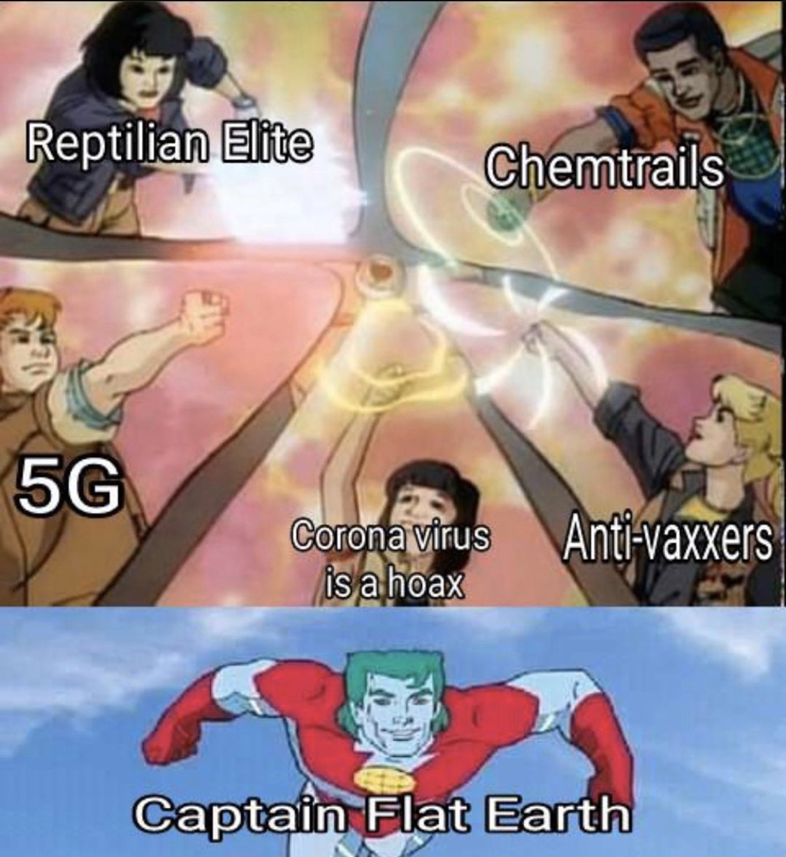captain planet and the planeteers - Reptilian Elite Chemtrails 5G 50 Corona virus is a hoax Captain Flat Earth