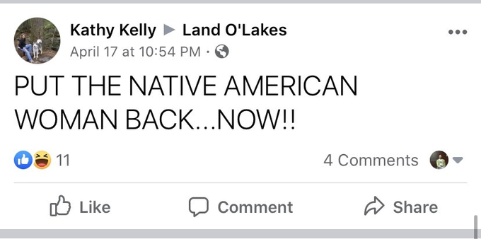 angle - Kathy Kelly Land O'Lakes April 17 at Put The Native American Woman Back...Now!! D 11 4 Comment @