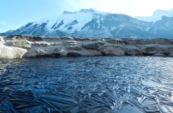 frozen pond in switzerland