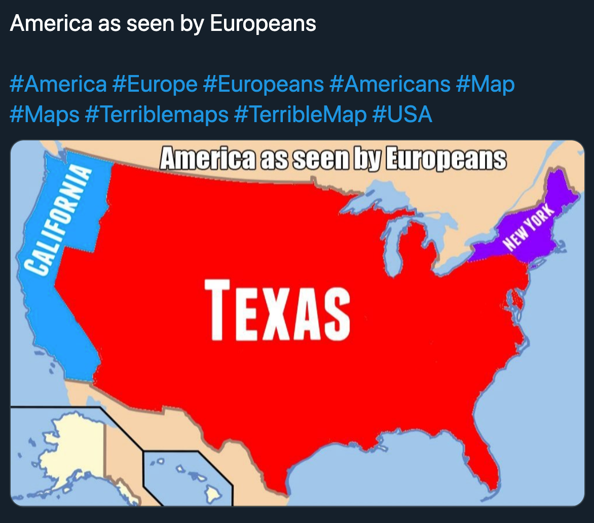 terrible map jokes - america as seen by europeans