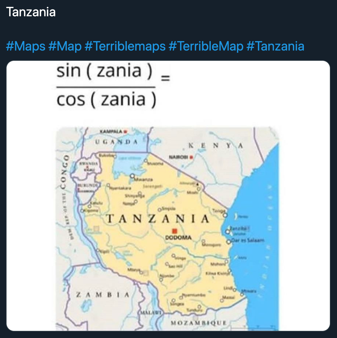 terrible map jokes - tanzania