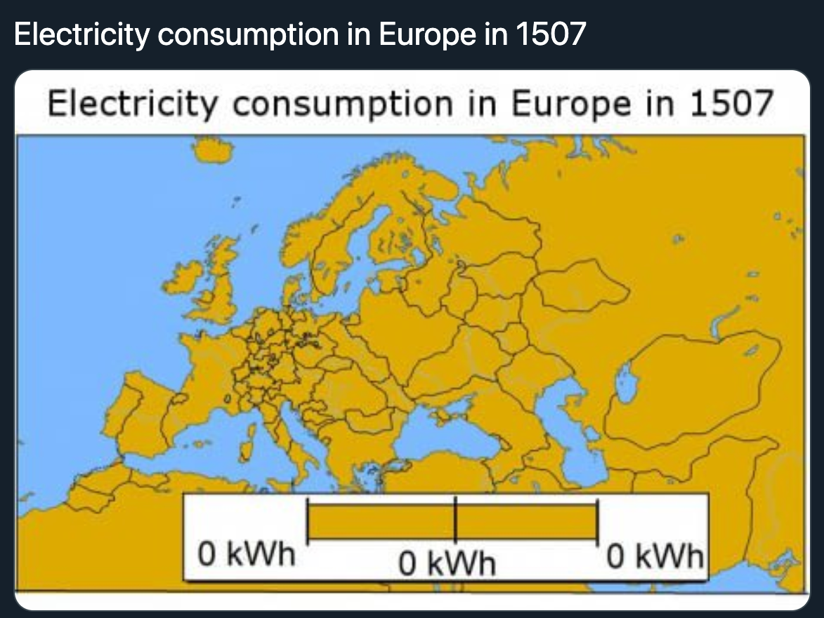 terrible map jokes - electricity consumption in europe in 1507