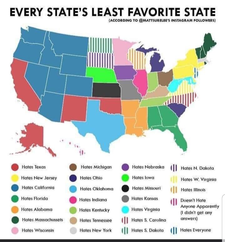 terrible map jokes - every state's least favorite state