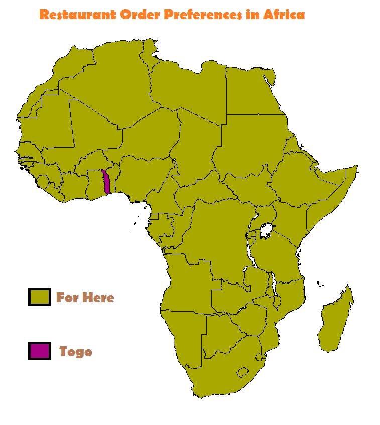 terrible map jokes - restaurant order preference in africa for here togo