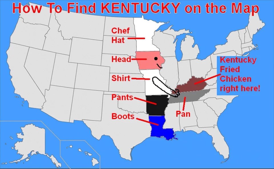terrible map jokes - how to find kentucky on the map