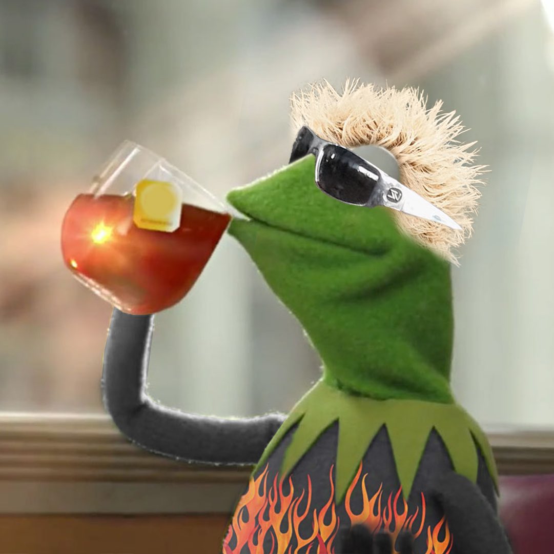 guy fieri crossover memes - kermit the frog sipping tea