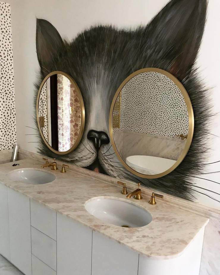 cat bathroom mirror