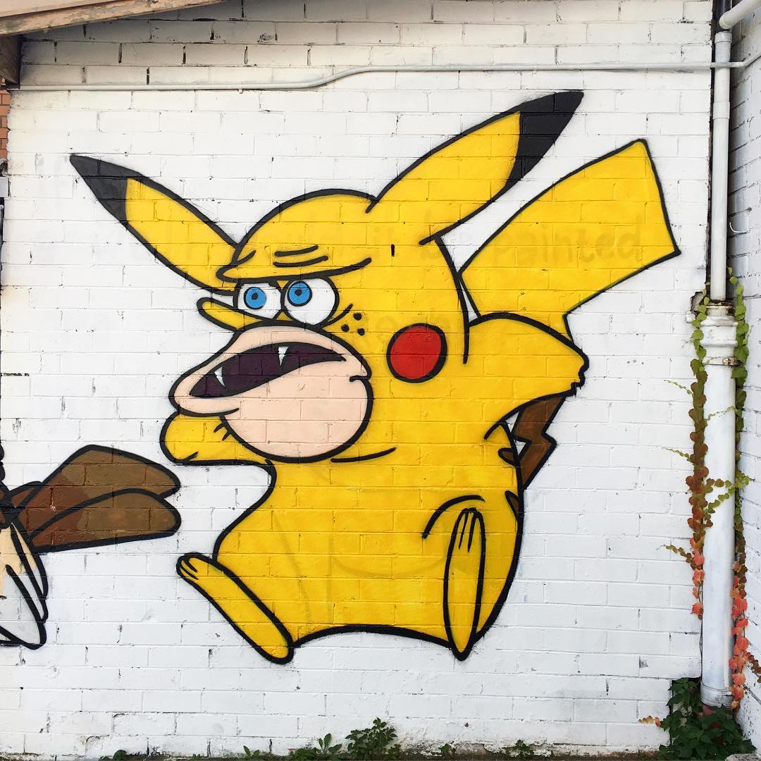 graffiti memes - pikachu caveman spongebob