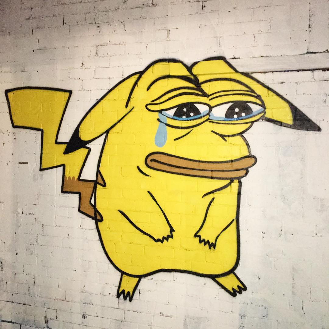 graffiti memes - pikachu crying pepe frog