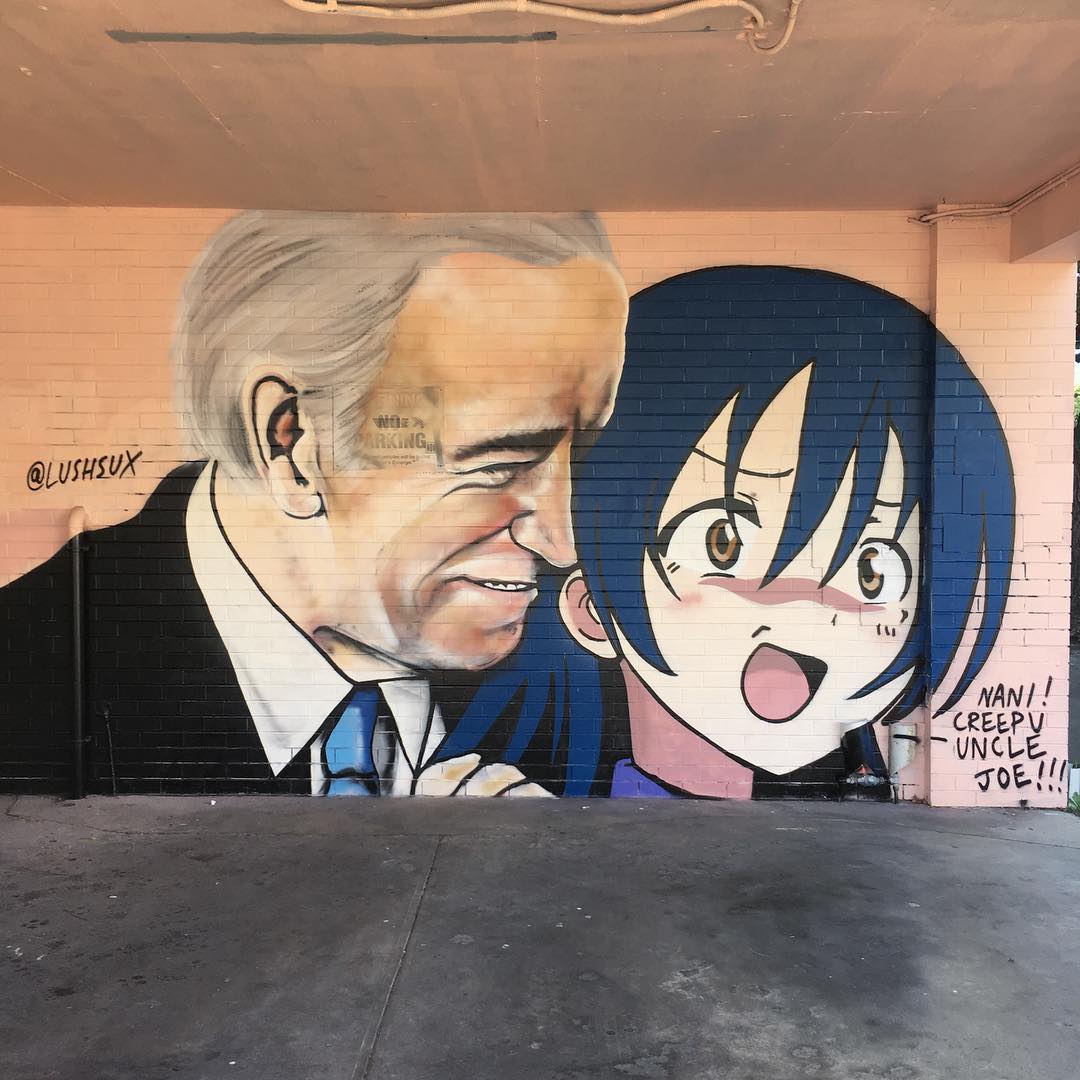 graffiti memes - joe biden anime girl - Nani! Creep V Uncle Joe!!!