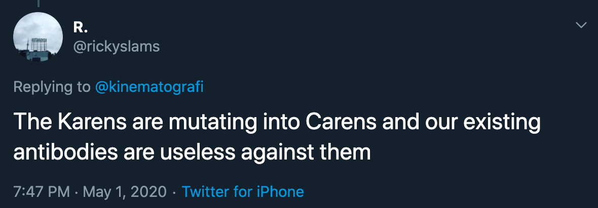 karen caren bread - the karens are mutating into Carens and our existing antibodies are useless against them