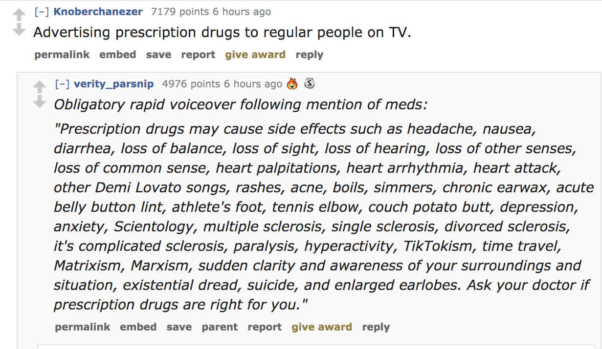 research title proposal examples - Knoberchanezer 7179 points 6 hours ago Advertising prescription drugs to regular people on Tv. permalink embed save report give award verity_parsnip 4976 points 6 hours ago 3 Obligatory rapid voiceover ing mention of med