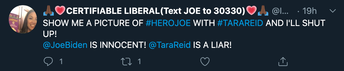 tara reid joe biden accuser - show me a picture of hero joe with tara reid and I'll shut up. Joe biden is innocent tara reid is a liar