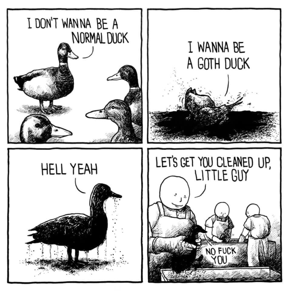 goth duck - I Don'T Wanna Be A Normal Duck I Wanna Be A Goth Duck Hell Yeah Let'S Get You Cleaned Up, Little Guy Fuck