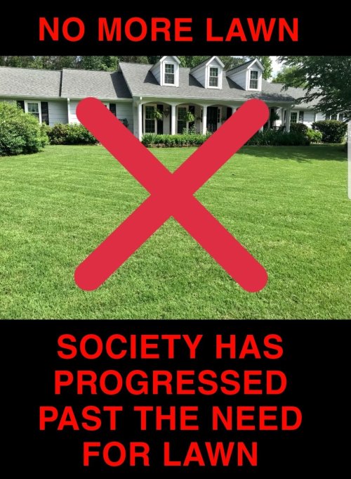 the world has progressed past the need for meme - no more lawn society has progressed past the need for lawn