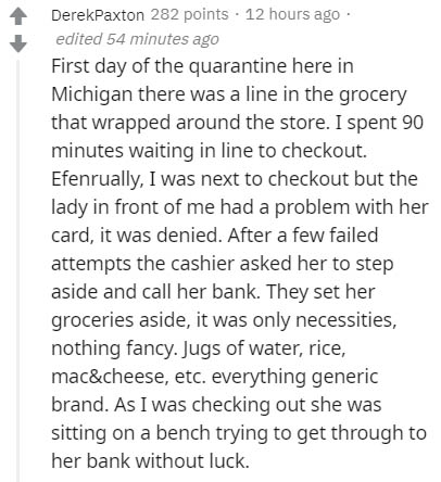 oral reading fluency passages - DerekPaxton 282 points. 12 hours ago edited 54 minutes ago First day of the quarantine here in Michigan there was a line in the grocery that wrapped around the store. I spent 90 minutes waiting in line to checkout. Efenrual