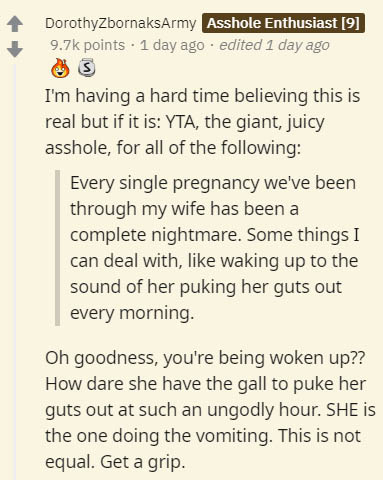 document - DorothyZbornaksArmy Asshole Enthusiast 9 points . 1 day ago . edited 1 day ago I'm having a hard time believing this is real but if it is Yta, the giant, juicy asshole, for all of the ing Every single pregnancy we've been through my wife has be