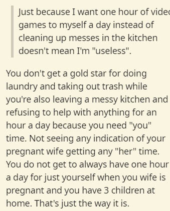 handwriting - Just because I want one hour of video games to myself a day instead of cleaning up messes in the kitchen doesn't mean I'm "useless". You don't get a gold star for doing laundry and taking out trash while you're also leaving a messy kitchen a