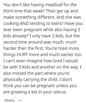 co education paragraph - You don't having meatloaf for the third time that week? Then get up and make something different. And she was cooking And tending to twins? Have you ever been pregnant while also having 3 kids already? I only have 2 kids, but the 
