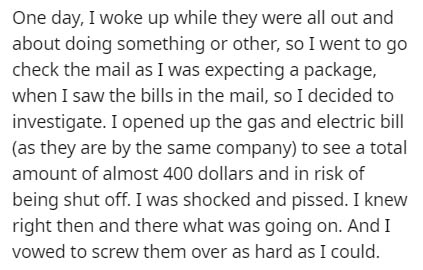 handwriting - One day, I woke up while they were all out and about doing something or other, so I went to go check the mail as I was expecting a package, when I saw the bills in the mail, so I decided to investigate. I opened up the gas and electric bill