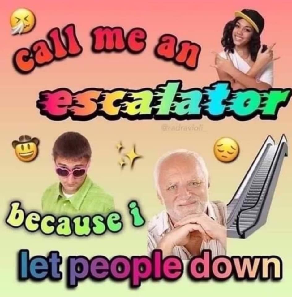 dark humor memes - call me an escalator because I let people down
