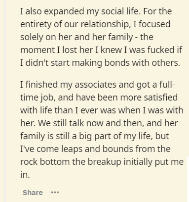 handwriting - I also expanded my social life. For the entirety of our relationship, I focused solely on her and her family the moment I lost her I knew I was fucked if I didn't start making bonds with others. I finished my associates and got a full time j