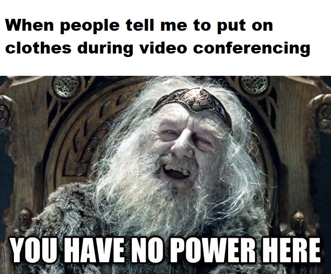 you have no power here meme - When people tell me to put on clothes during video conferencing You Have No Power Here