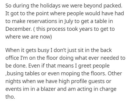 (@BTS_twt) - So during the holidays we were beyond packed. It got to the point where people would have had to make reservations in July to get a table in December. this process took years to get to where we are now When it gets busy I don't just sit in th