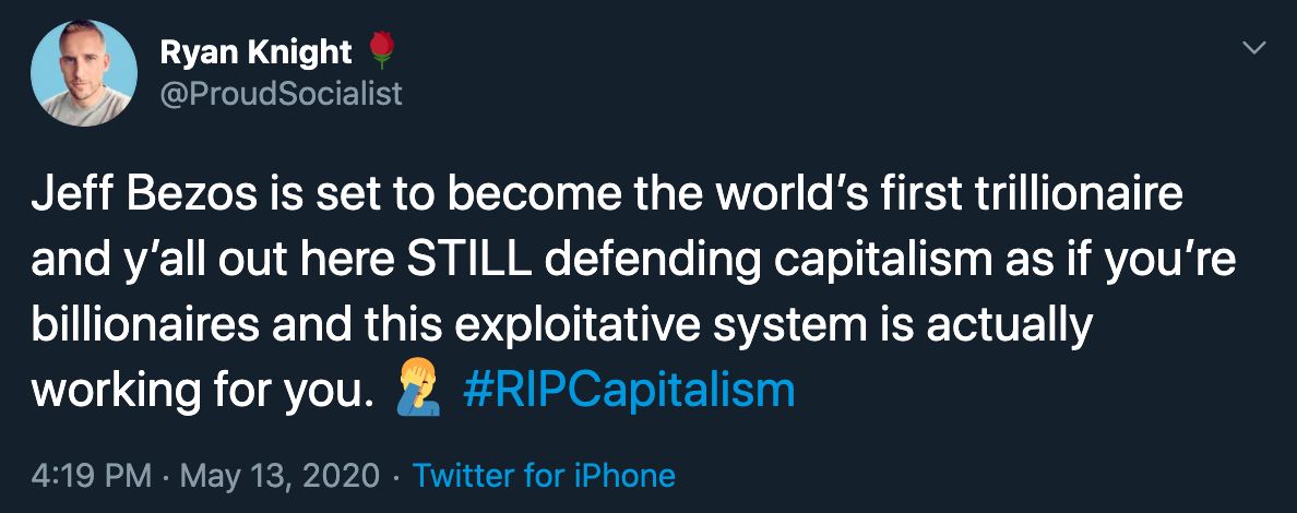 Jeff Bezos is set to become the world's first trillionaire and y'all out here Still defending capitalism as if you're billionaires and this exploitative system is actually working for you.