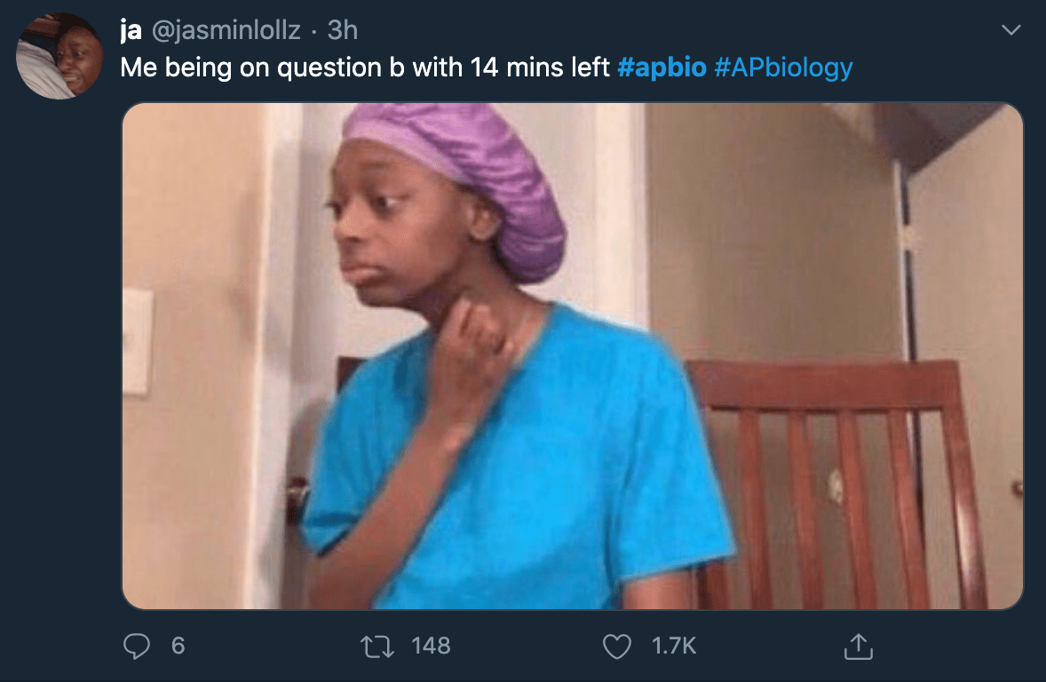 ap bio 2020 - black twitter memes - ja 3h Me being on question b with 14 mins left 27 148