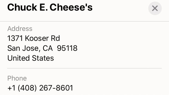 diagram - Chuck E. Cheese's X Address 1371 Kooser Rd San Jose, Ca 95118 United States Phone 1 408 2678601
