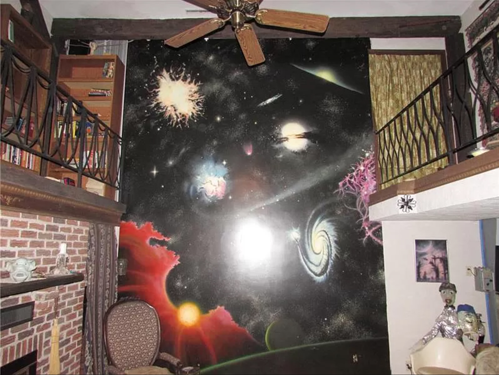 outer space galaxy mural