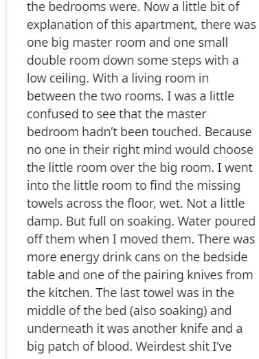 document - the bedrooms were. Now a little bit of explanation of this apartment, there was one big master room and one small double room down some steps with a low ceiling. With a living room in between the two rooms. I was a little confused to see that t