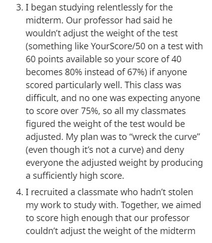 document - 3. I began studying relentlessly for the midterm. Our professor had said he wouldn't adjust the weight of the test something YourScore50 on a test with 60 points available so your score of 40 becomes 80% instead of 67% if anyone scored particul