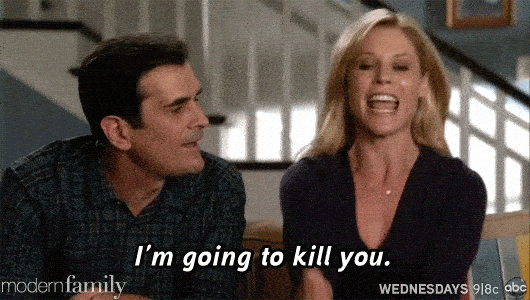 modern family reaction gif husband wife - I'm going to kill you