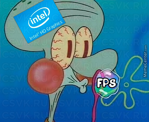 gaming memes video game memes - Intel Hd Graphics fps squidward spongebob squarepants meme