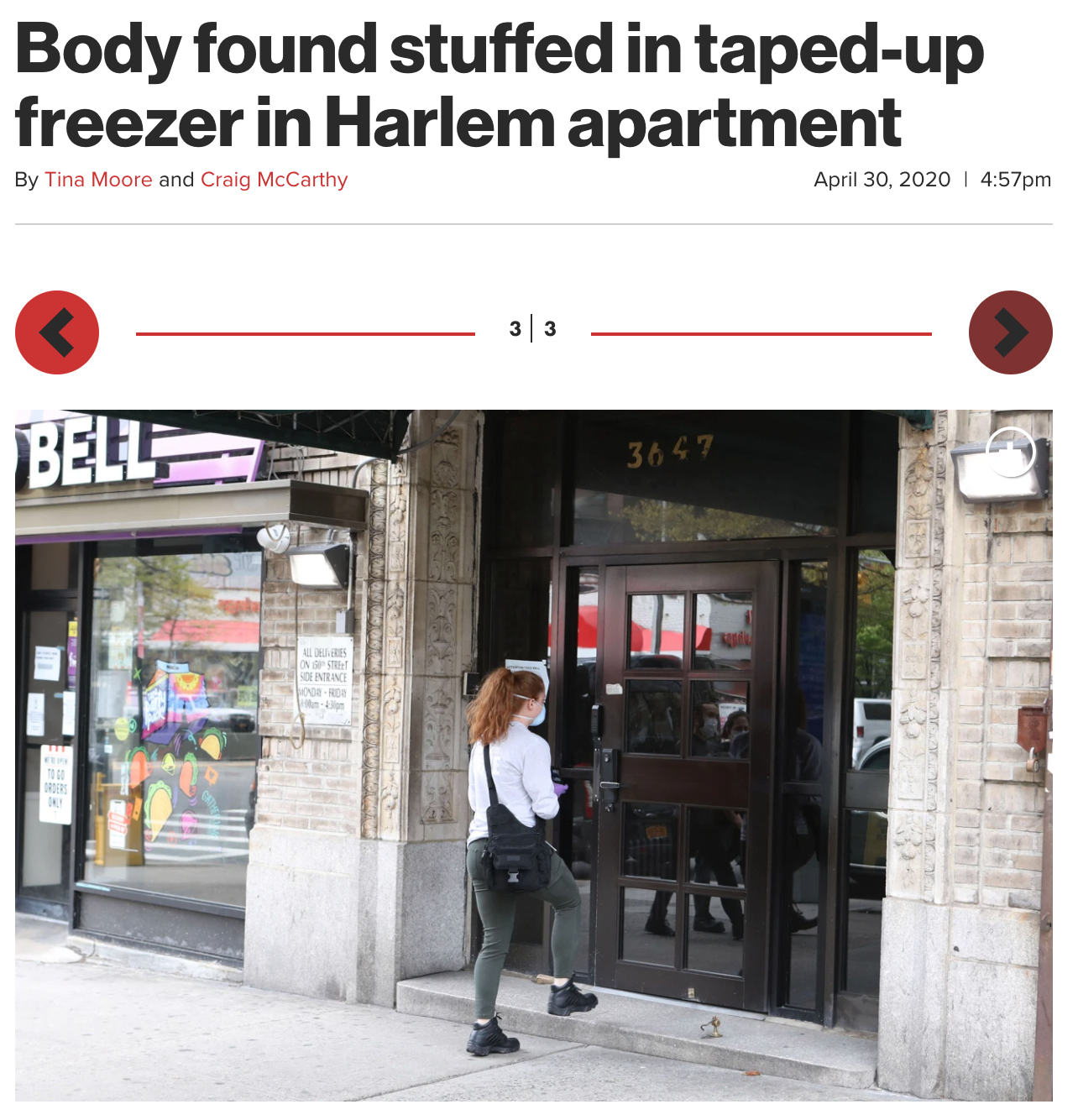 Body found stuffed in tapedup freezer in Harlem apartment