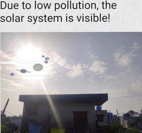 due to low pollution the solar system is visible