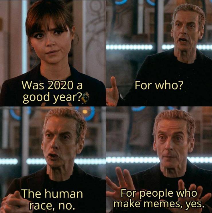 For who? Was 2020 a good year? The human race, no. For people who make memes, yes.