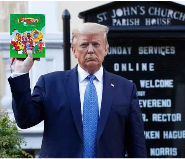 trump holding a bible meme - children's book